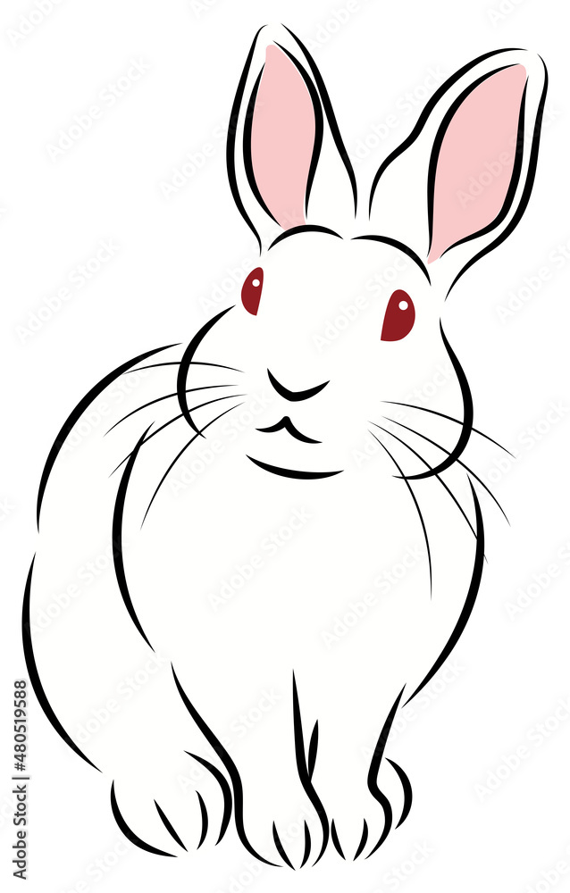 絵筆で描いた墨絵風のお洒落なウサギのイラスト 手描きのアナログ風イラスト ベクター Clip Art Of A Rabbit In Ink Painting Style Hand Drawn Analog Style Illustrations Vector Stock Vector Adobe Stock
