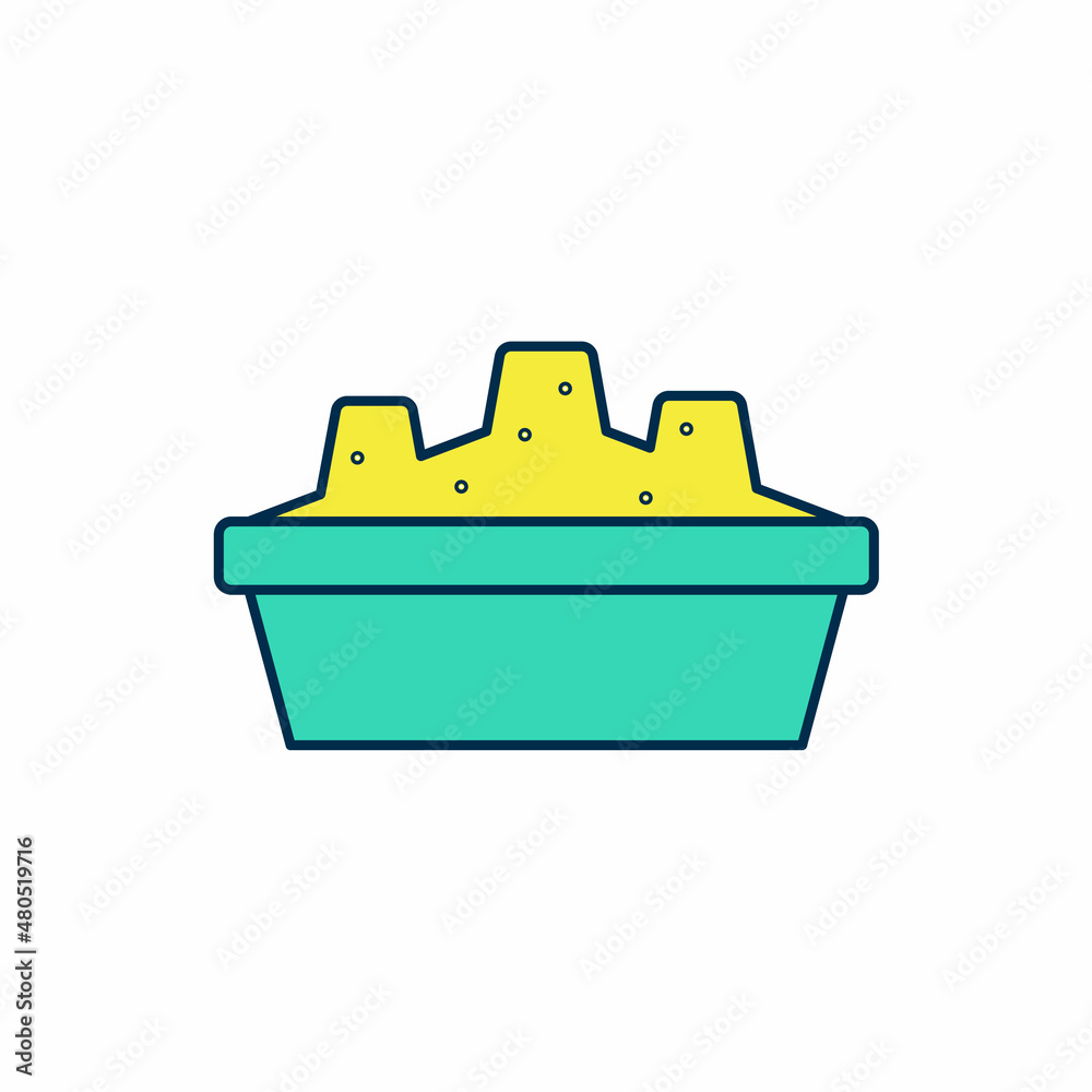 Filled outline Sandbox for kids with sand icon isolated on white background. Vector Filled outline Sandbox for kids with sand icon isolated on white background. Vector