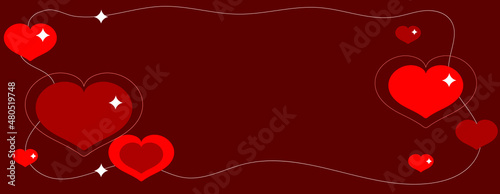 Simple hearts seamless pattern. Valentines day background. Shades of red. Red hearts at dark background