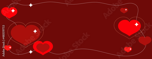 Simple hearts seamless pattern. Valentines day background. Shades of red. Red hearts at dark background