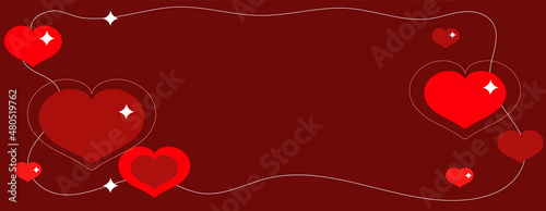 Simple hearts seamless pattern. Valentines day background. Shades of red. Red hearts at dark background