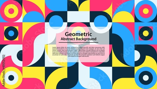 Abstract design of colorful memphis background. Trendy square template.