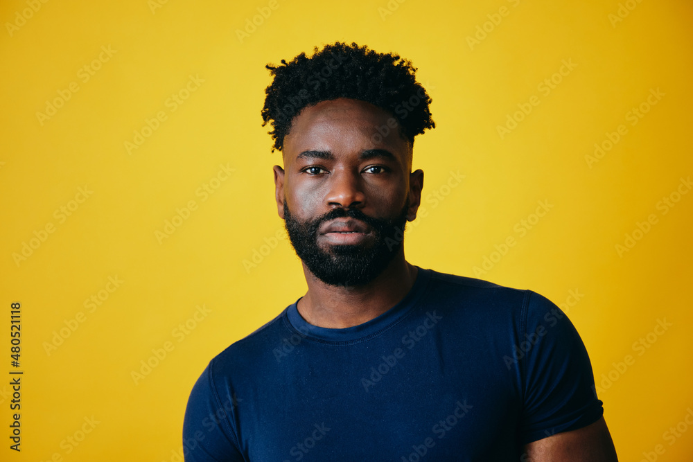 closeup studio portrait Handsome Man With Beard And Black Afro Hairstyle closeup studio portrait Handsome Man With Beard And Black Afro Hairstyle