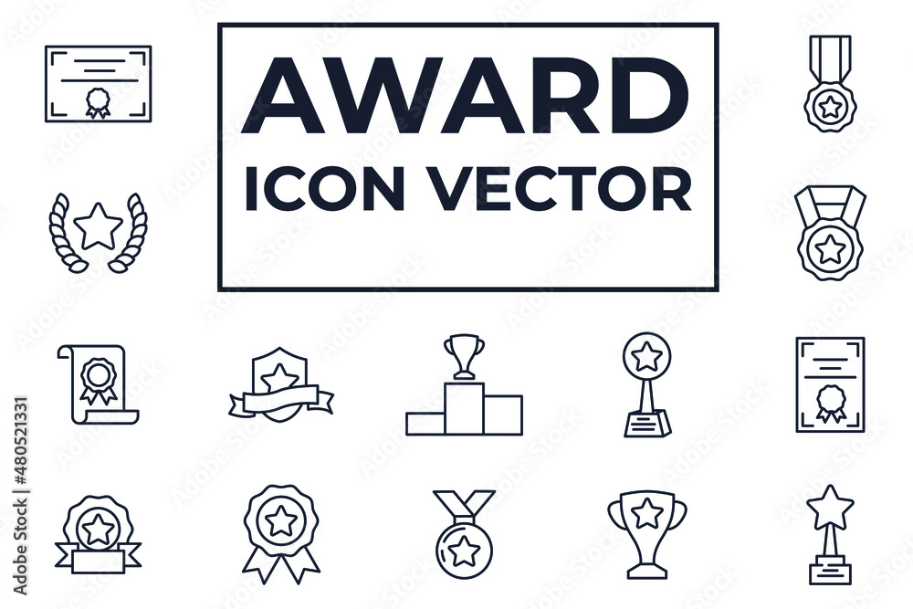 Set of Award icon. Award medal pictograms pack symbol template for graphic and web design collection logo vector illustration Set of Award icon. Award medal pictograms pack symbol template for graphic and web design collection logo vector illustration