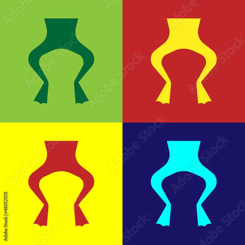 Pop art Frog legs icon isolated on color background. Vector