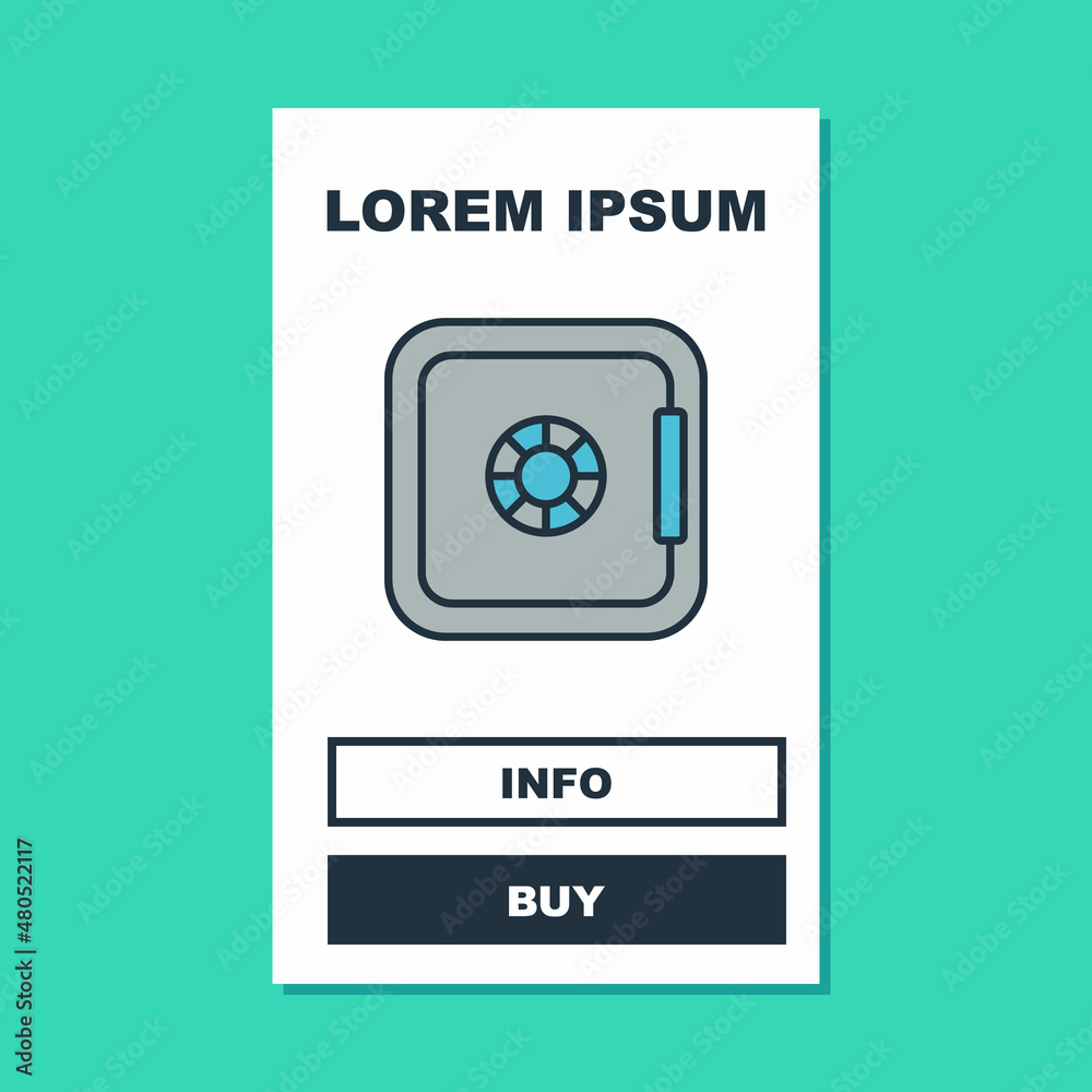 Filled outline Safe icon isolated on turquoise background. The door safe a bank vault with a combination lock. Reliable Data Protection. Vector