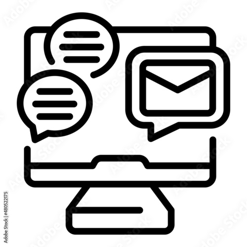 Computer promotion icon outline vector. Public business