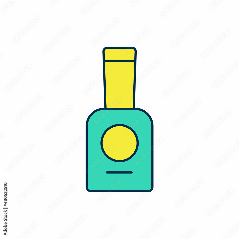Filled outline Bottle of nail polish icon isolated on white background. Vector Filled outline Bottle of nail polish icon isolated on white background. Vector