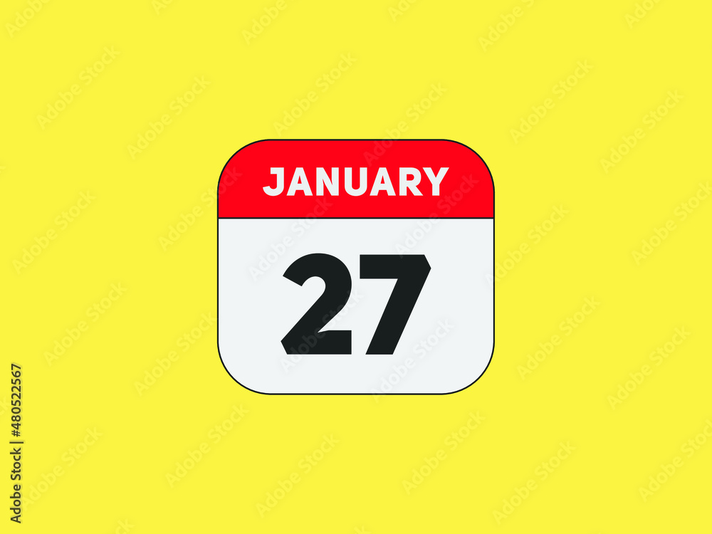 January 27 text calendar reminder. 27th January daily calendar icon template
January 27 text calendar reminder. 27th January daily calendar icon template
