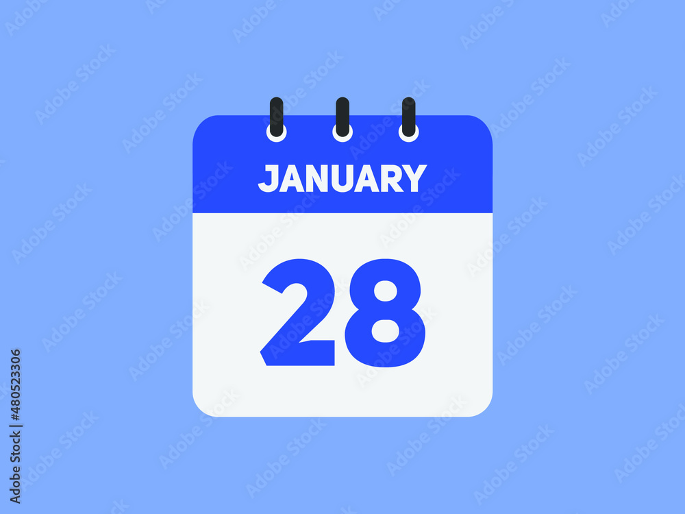 January 28 text calendar reminder. 28th January daily calendar icon template January 28 text calendar reminder. 28th January daily calendar icon template