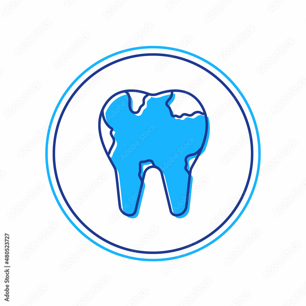Filled outline Broken tooth icon isolated on white background. Dental problem icon. Dental care symbol. Vector Filled outline Broken tooth icon isolated on white background. Dental problem icon. Dental care symbol. Vector