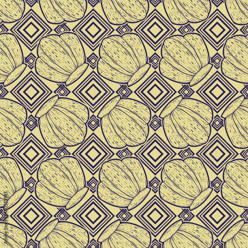 Beautiful Line Art Seashells Seamless Surface Pattern Design