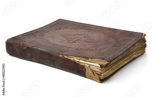 Antique bible with leather-bound cover. © simone_n
