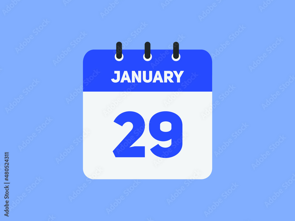 January 29 text calendar reminder. 29th January daily calendar icon template January 29 text calendar reminder. 29th January daily calendar icon template
