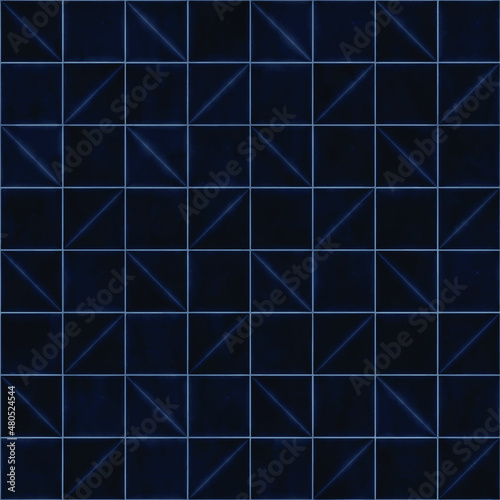 Dark blue ceramic geometric tile wallpaper