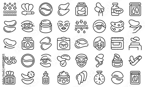 Photo Eye patches icons set outline vector. Beauty eye