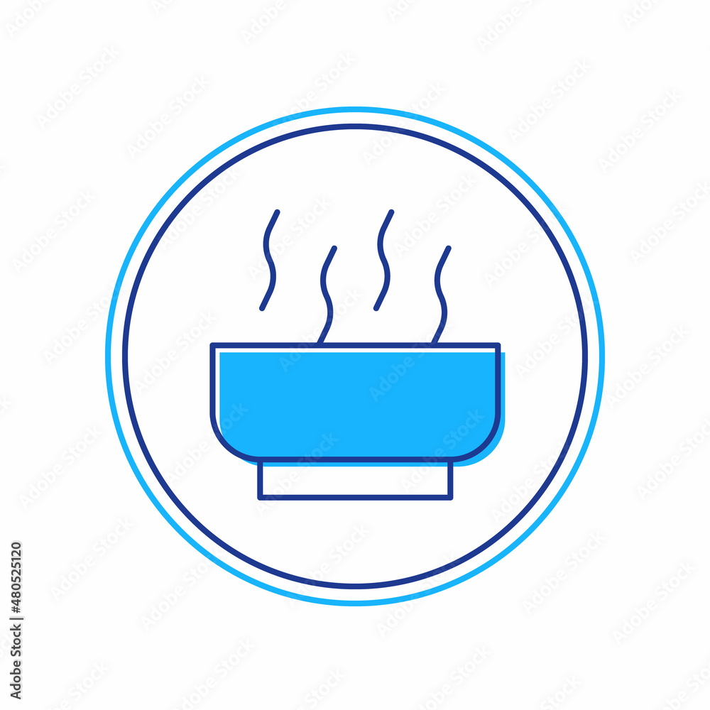 Filled outline Ramen soup bowl with noodles icon isolated on white background. Bowl of traditional asian noodle soup. Vector Filled outline Ramen soup bowl with noodles icon isolated on white background. Bowl of traditional asian noodle soup. Vector