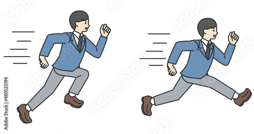走っている男子学生のイラスト素材