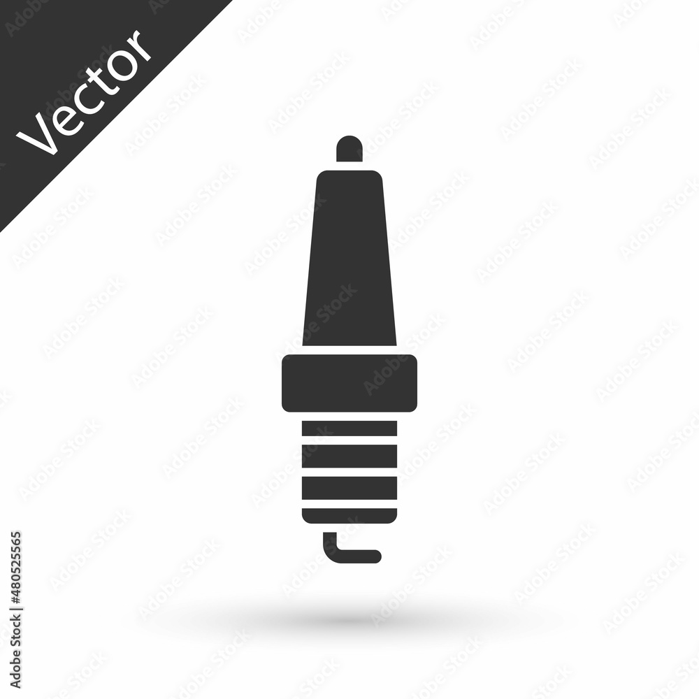 Grey Car spark plug icon isolated on white background. Car electric candle. Vector Grey Car spark plug icon isolated on white background. Car electric candle. Vector