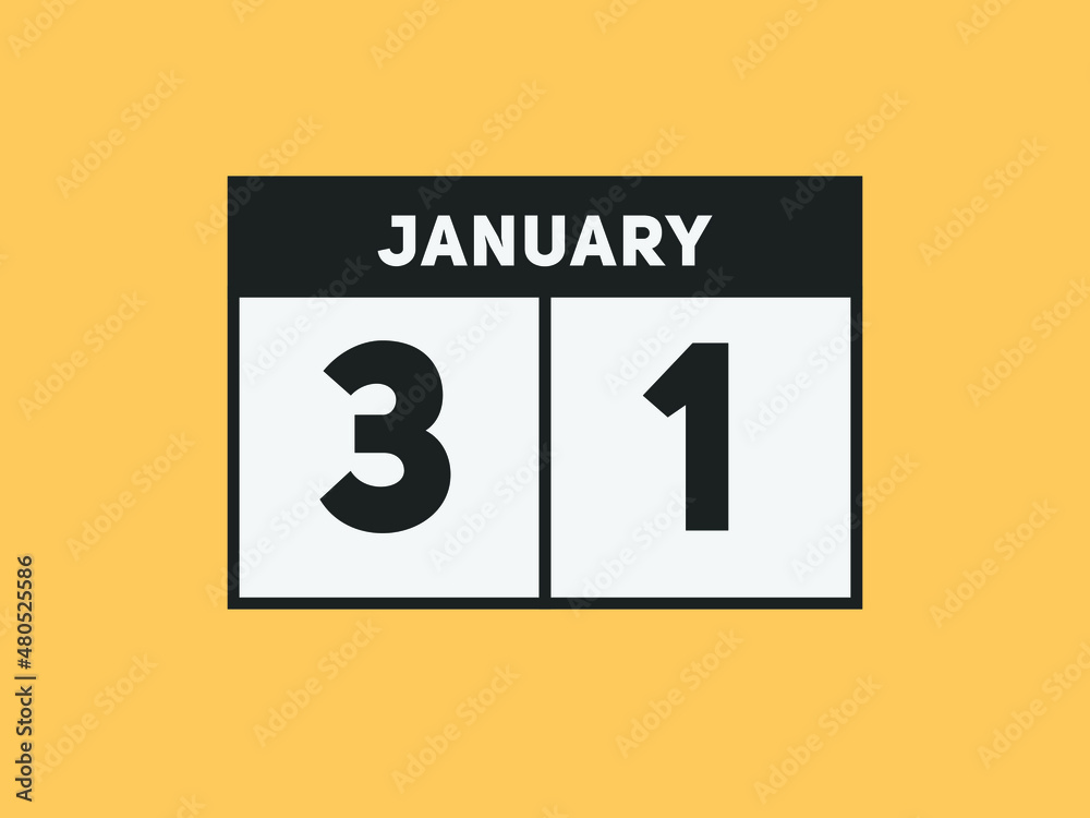 January 31 text calendar reminder. 31th January daily calendar icon template
January 31 text calendar reminder. 31th January daily calendar icon template