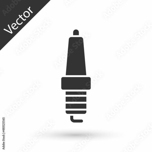 Grey Car spark plug icon isolated on white background. Car electric candle. Vector