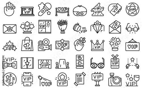 Vip event icons set outline vector. Member club