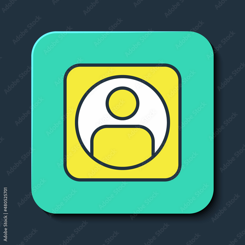Filled outline Create account screen icon isolated on blue background. Turquoise square button. Vector Filled outline Create account screen icon isolated on blue background. Turquoise square button. Vector