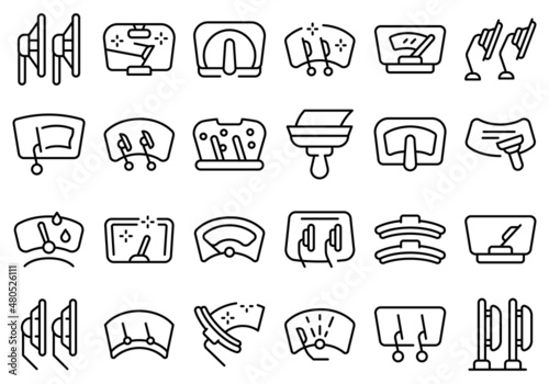 Windshield wiper icons set outline vector. Blade car
