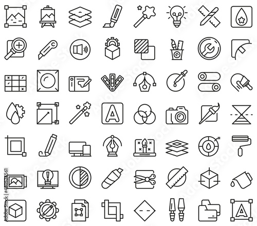Editing tools icons set outline vector. Video create