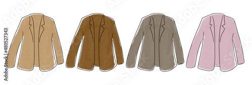 ブラウン系のジャケットのイラストセット
