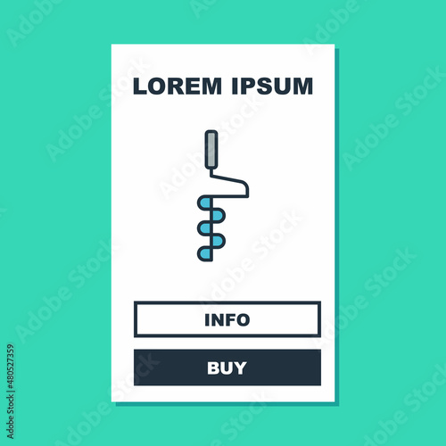 Filled outline Hand ice drill for winter fishing icon isolated on turquoise background. Vector