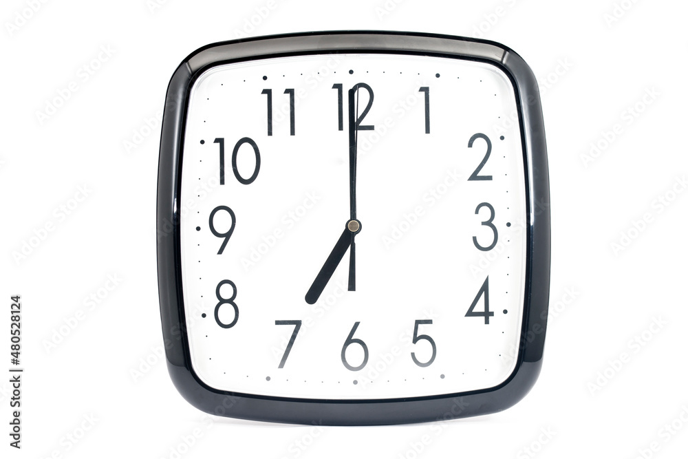Black classic clock on isolated white background. Black classic clock on isolated white background.