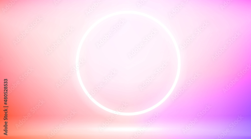 Abstract background with neon circle frame Abstract background with neon circle frame