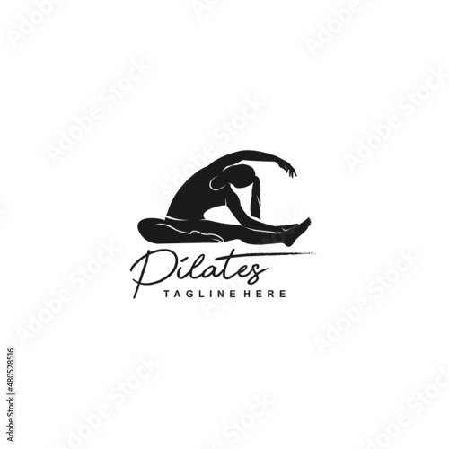 Logo for pilates with the one person element. Gymnastics or fitness design template. Vector illustration, suitable for your design need, logo, illustration, animation, etc.