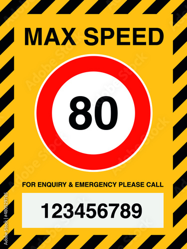 80 kilometres or miles per hour max speed limit red sign - Eighty speed limit traffic sign editable vector illustration