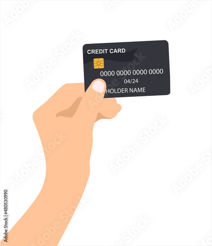 Human hand holding credit card
