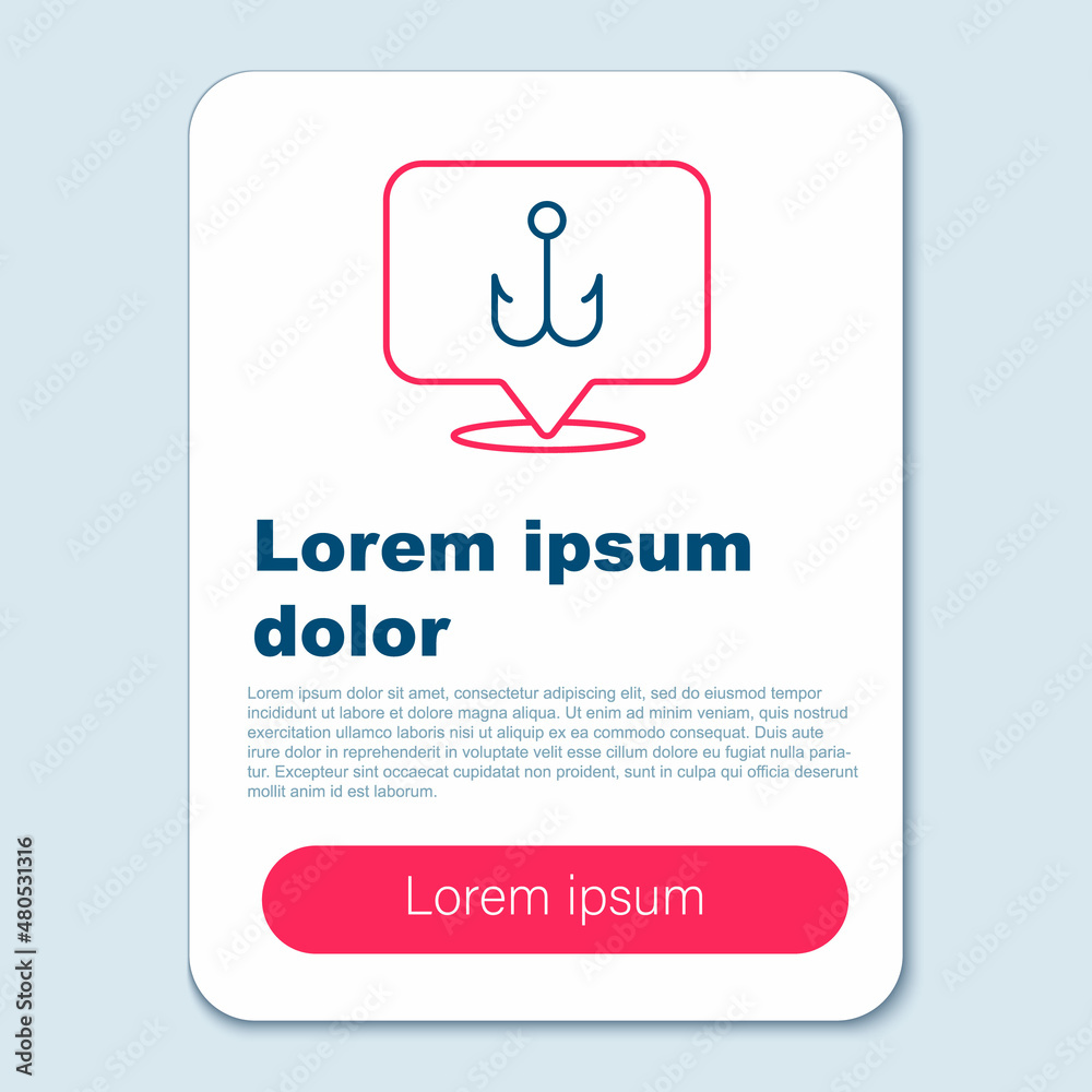 Line Fishing hook icon isolated on grey background. Fishing tackle. Colorful outline concept. Vector Line Fishing hook icon isolated on grey background. Fishing tackle. Colorful outline concept. Vector