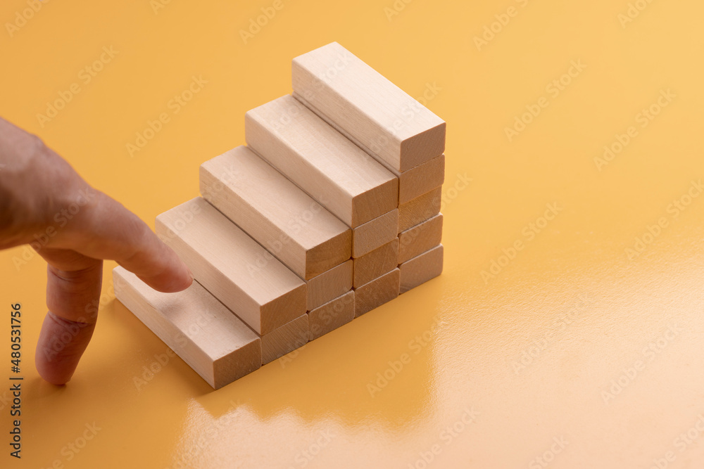 Walking fingers on stairs path. Walking fingers on stairs path.