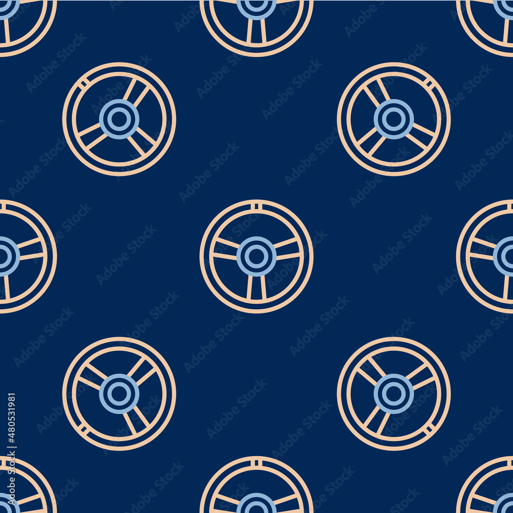 Line Racing steering wheel icon isolated seamless pattern on blue background. Car wheel icon. Vector Line Racing steering wheel icon isolated seamless pattern on blue background. Car wheel icon. Vector