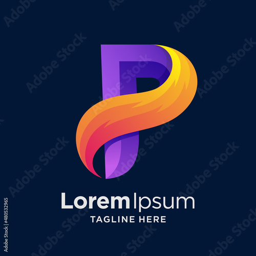 Abstract Letter P logo with Colorful Style