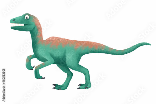 Velociraptor illustration  hand drawn  isolated on light background.