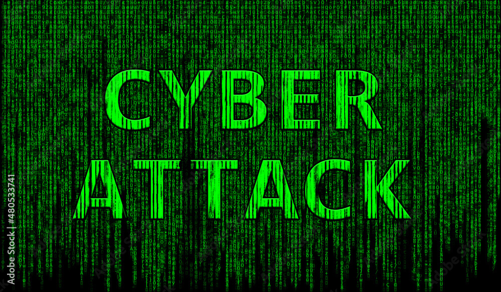 hacker attack text on a matrix text background hacker attack text on a matrix text background