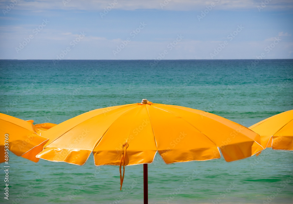 Yellow beach umbrellas
