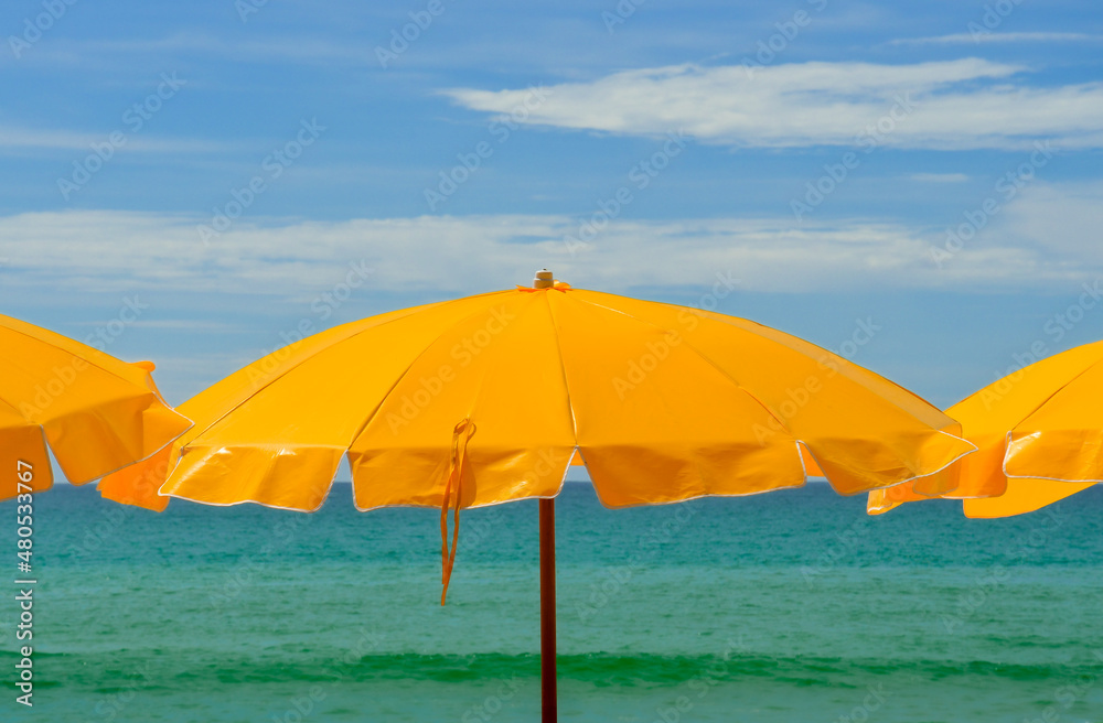 Yellow beach parasols