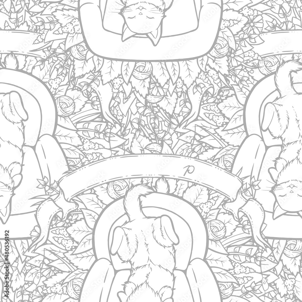 Cute Couch Potato Cat Vector Seamless Surface Pattern Design Cute Couch Potato Cat Vector Seamless Surface Pattern Design
