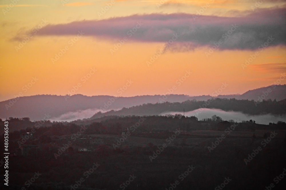 Dramatic Sunrise Over the Hills of Tuscany Italy Dramatic Sunrise Over the Hills of Tuscany Italy