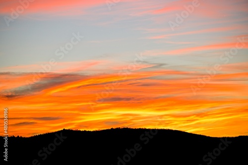 Dramatic Sunrise Over the Hills of Tuscany Italy
