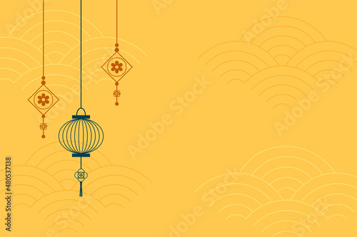 simple chinese background with lantern deco