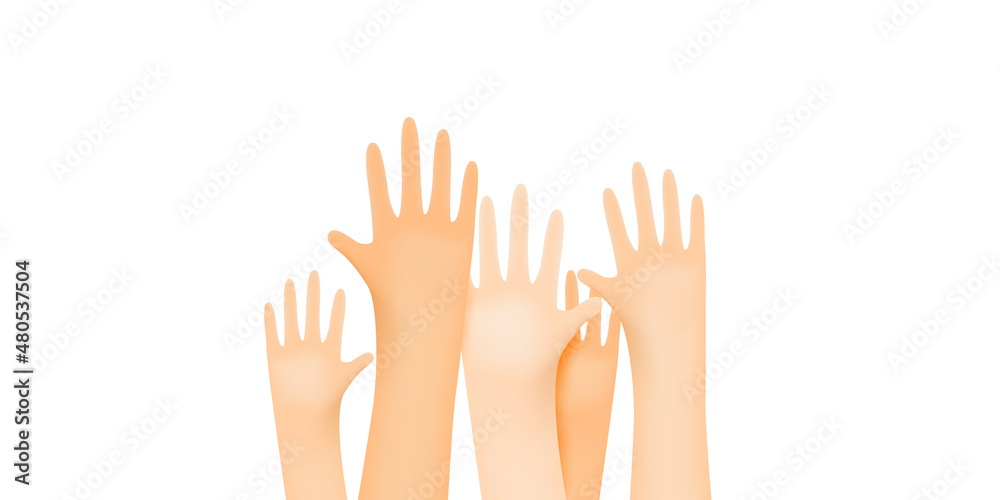 Many human hands up illustration