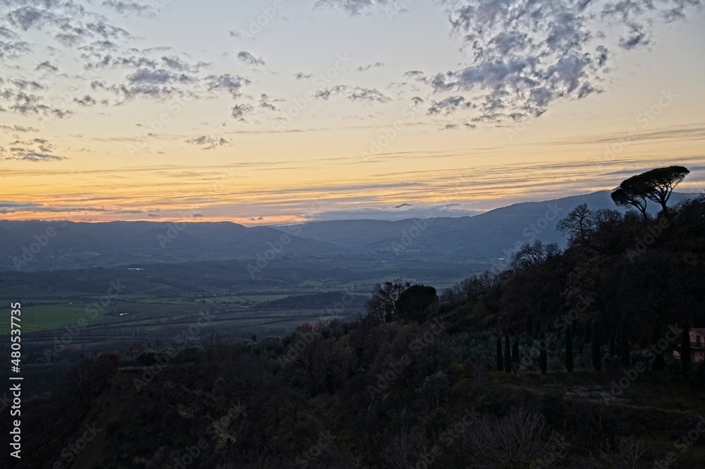 Dramatic Sunset Over the Hills of Tuscany Italy Dramatic Sunset Over the Hills of Tuscany Italy